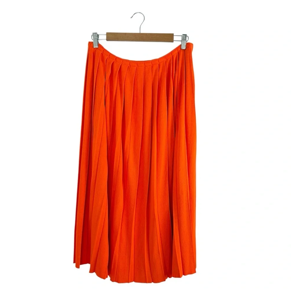J. Crew Pleated Sweater Skirt Orange Sz M NWT